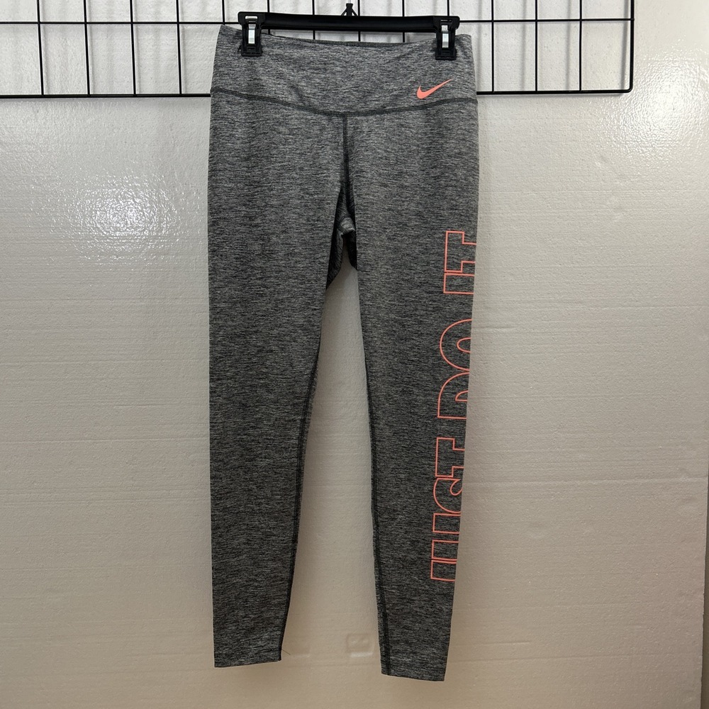 Nike Dri Fit Leggings Women's Medium Gray‎ Coral Slim Stretch Pant SKU 60002